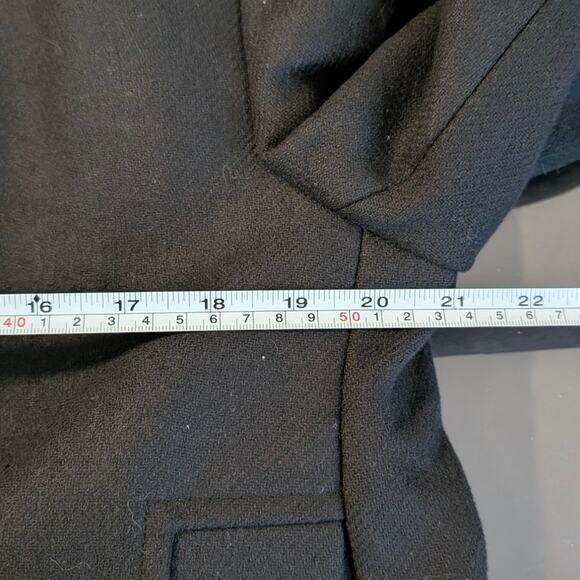 H&M HM Black Double-Breasted Short Peasant's Twill Jacket Pea Coat, size M - Picture 5 of 7